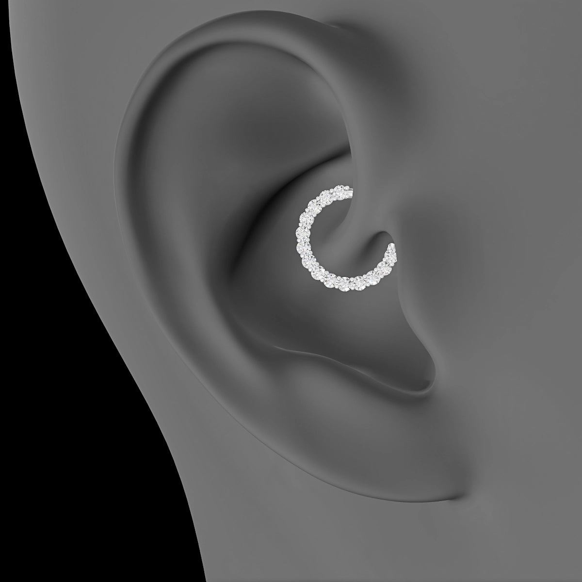 Vesta | 18k White Gold 9.5 mm Diamond Daith Piercing