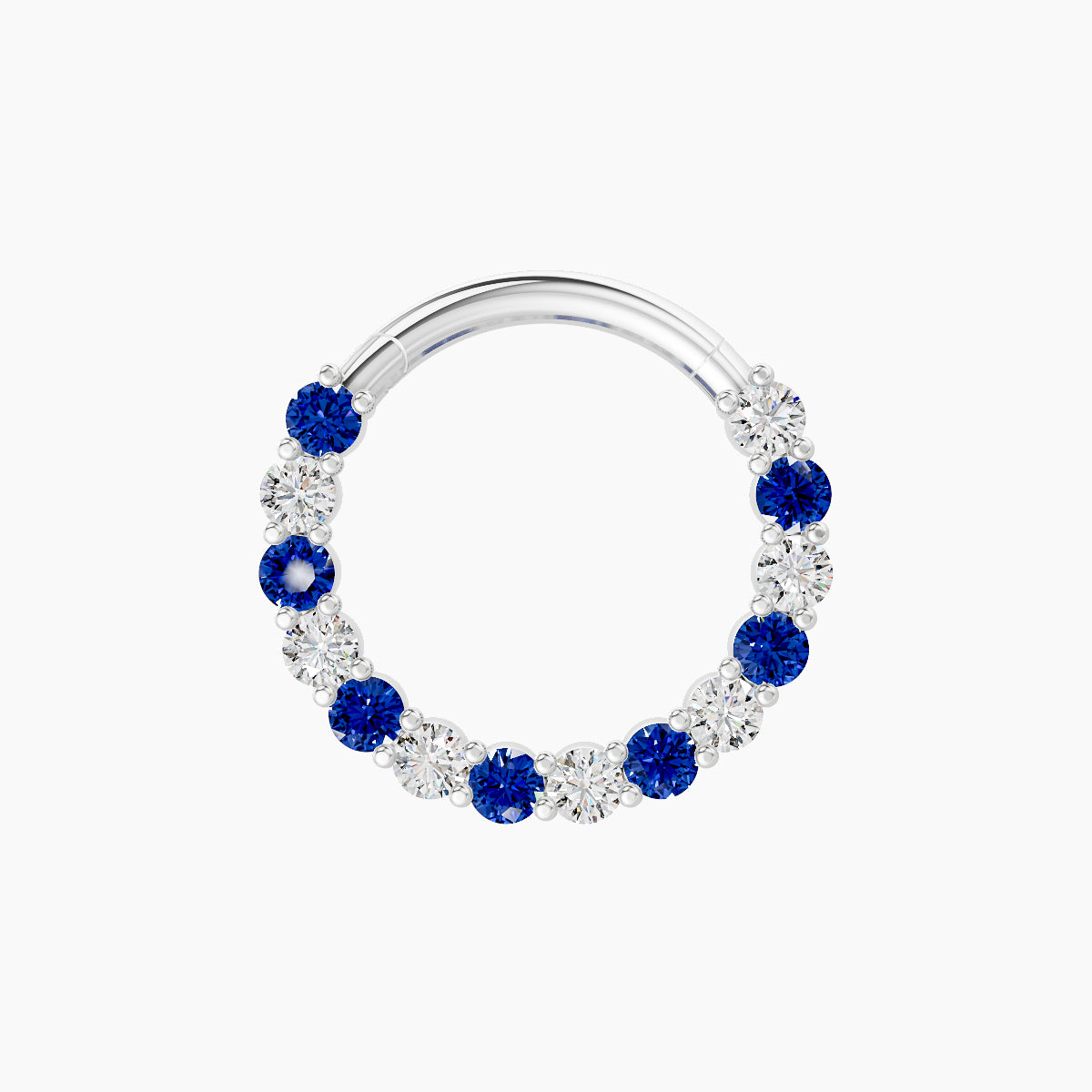 Vesta | 18k White Gold 9.5 mm Sapphire & Diamond Daith Piercing