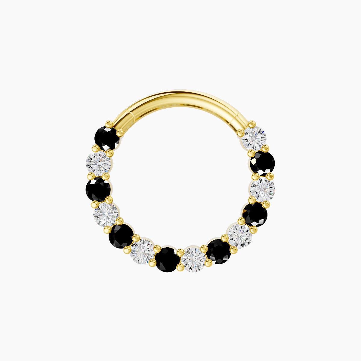 Vesta | 18k Yellow Gold 9.5 mm Black Diamond & Diamond Daith Piercing