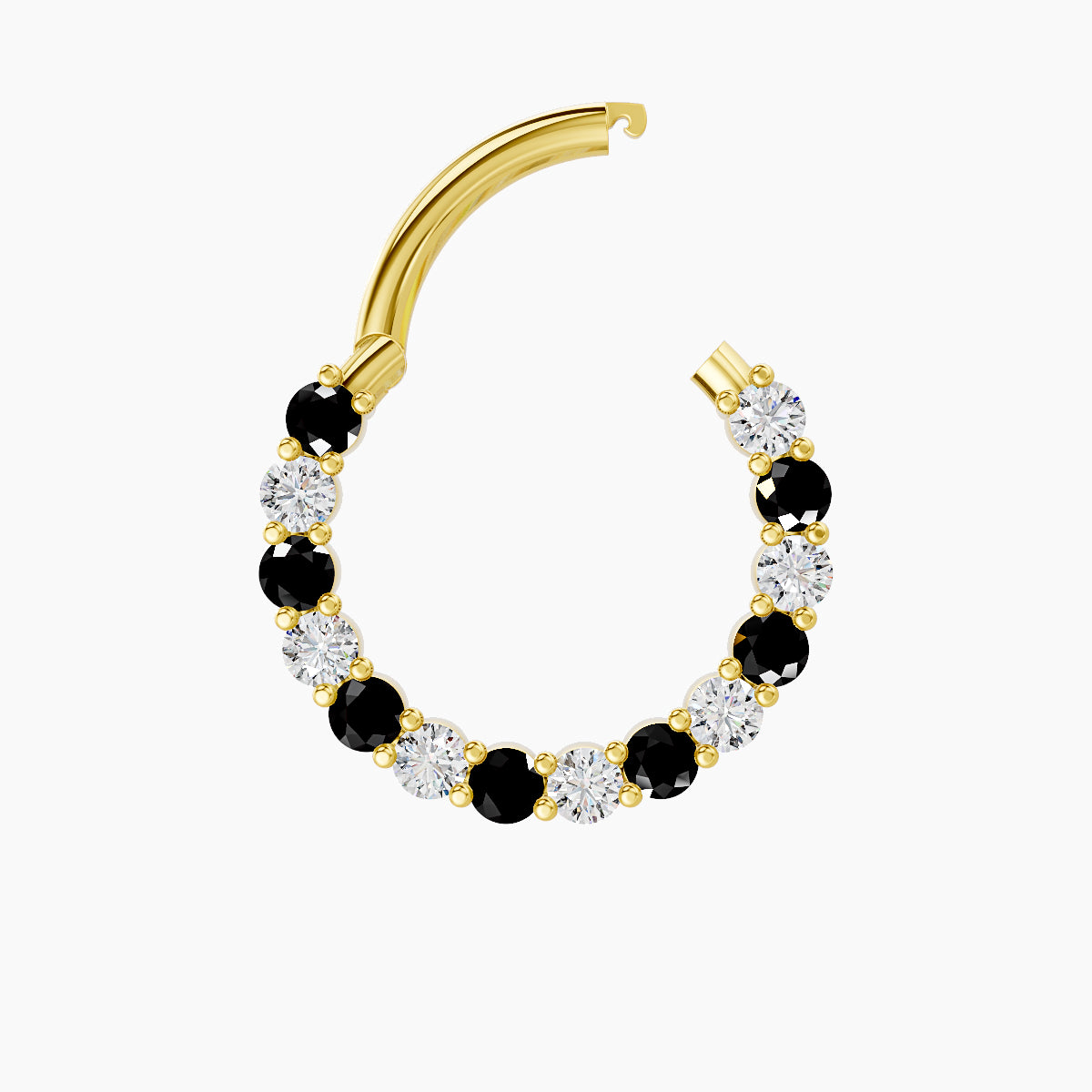 Vesta | 18k Yellow Gold 9.5 mm Black Diamond & Diamond Daith Piercing