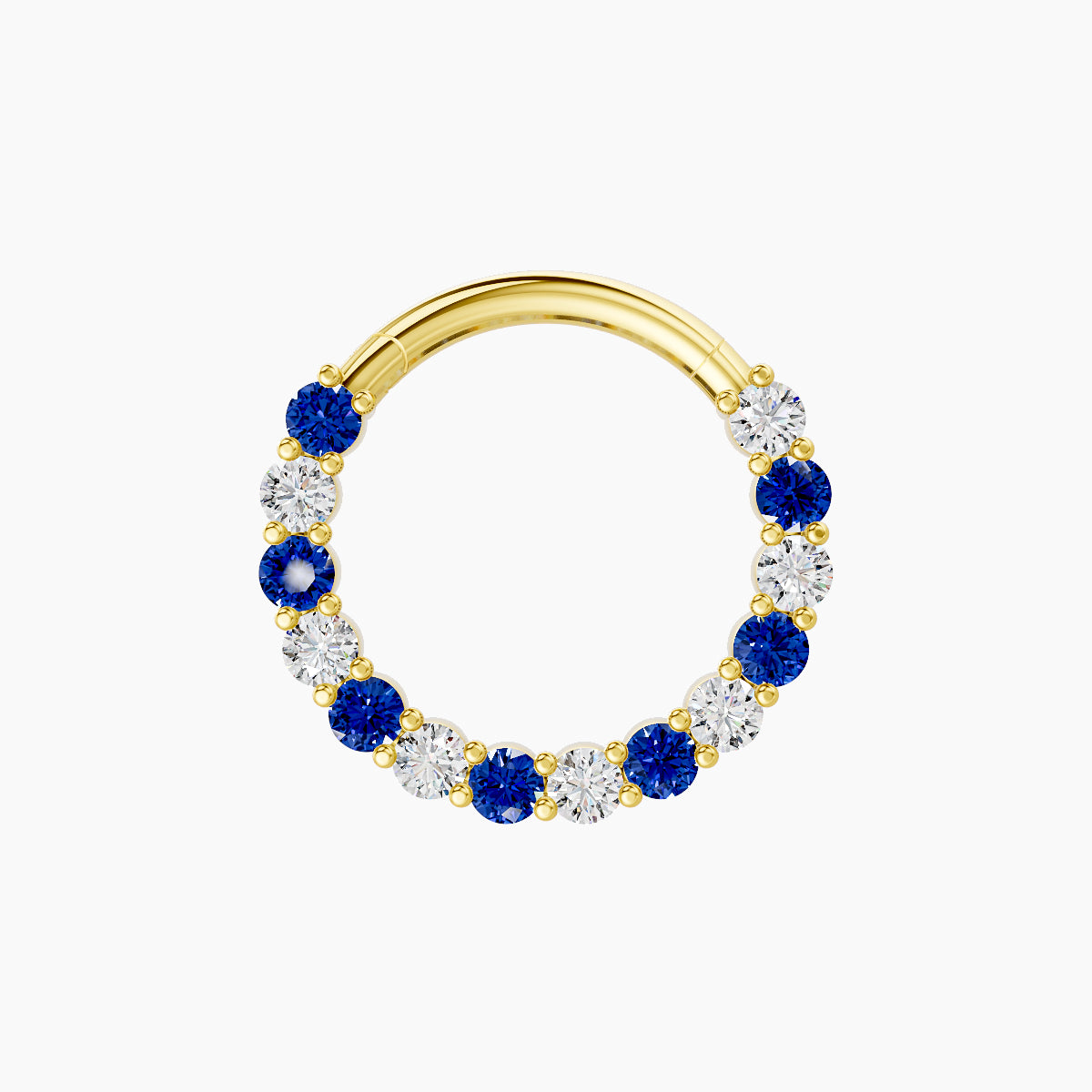 Vesta | 18k Yellow Gold 9.5 mm Sapphire & Diamond Daith Piercing