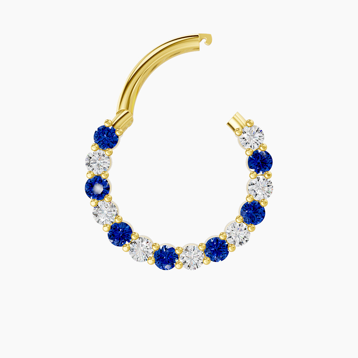 Vesta | 18k Yellow Gold 9.5 mm Sapphire & Diamond Daith Piercing