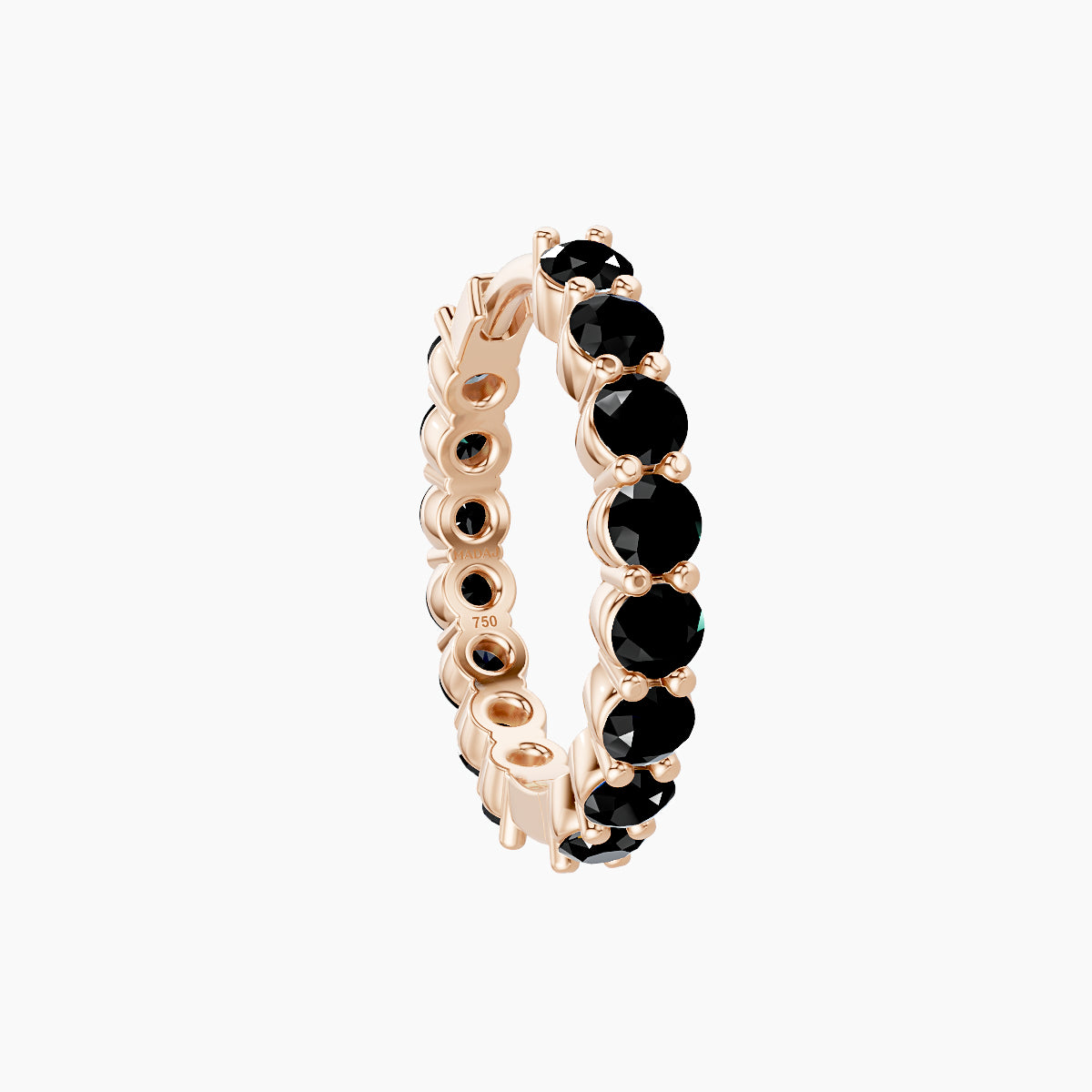 Vesta | 18k Rose Gold 9.5 mm Black Diamond Hoop Piercing