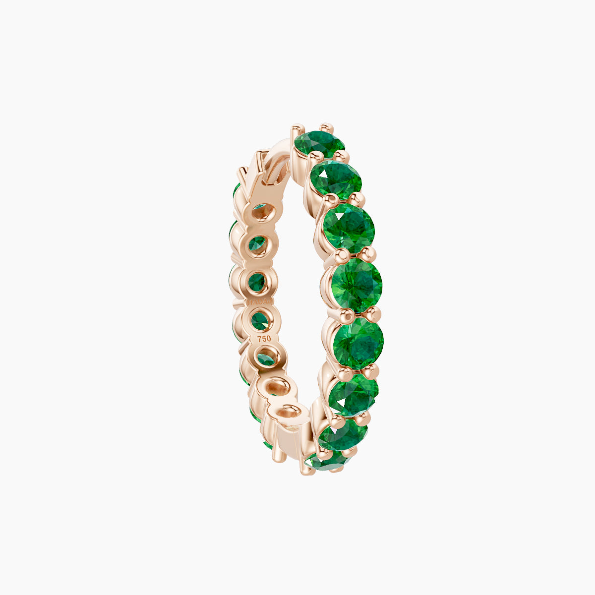 Vesta | 18k Rose Gold 9.5 mm Emerald Hoop Piercing