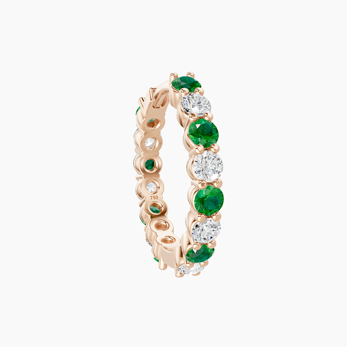 Vesta | 18k Rose Gold 9.5 mm Emerald & Diamond Hoop Piercing