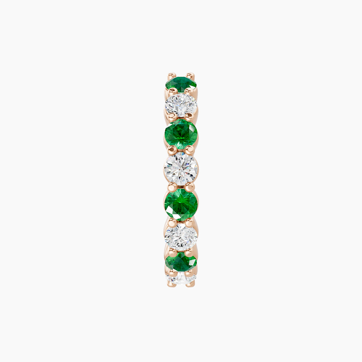 Vesta | 18k Rose Gold 9.5 mm Emerald & Diamond Hoop Piercing