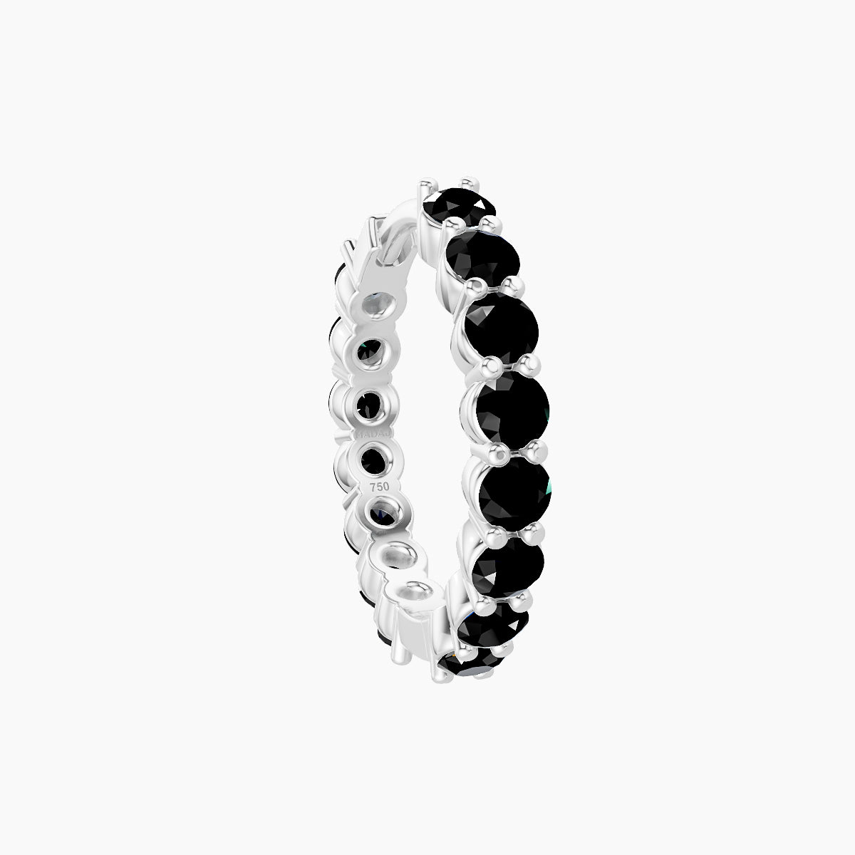 Vesta | 18k White Gold 9.5 mm Black Diamond Hoop Piercing