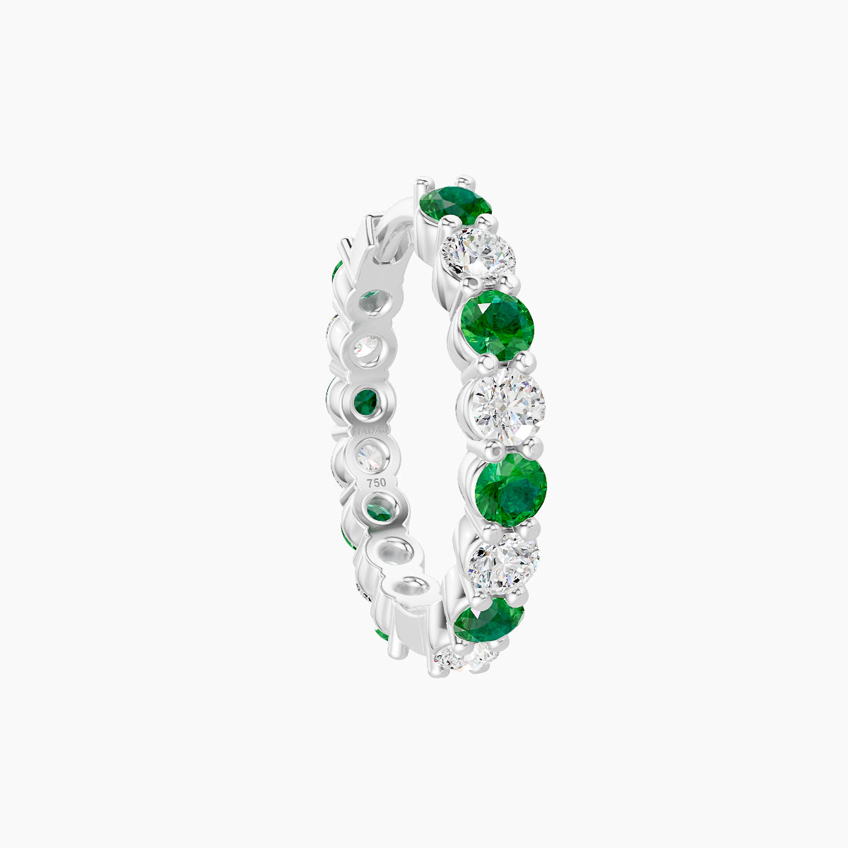 Vesta | 18k White Gold 9.5 mm Emerald & Diamond Hoop Piercing