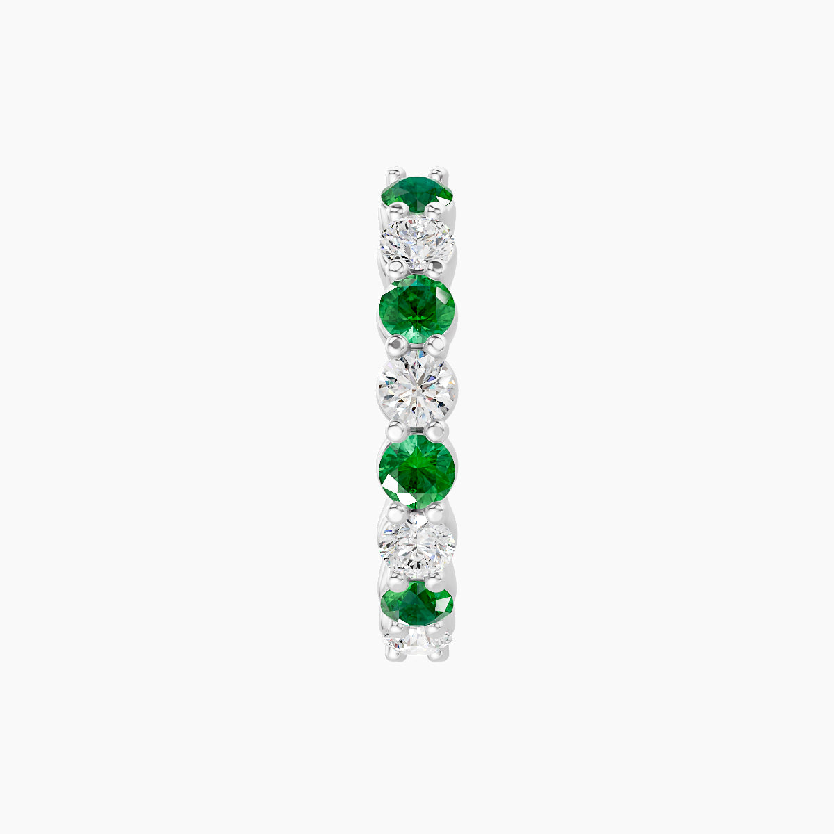 Vesta | 18k White Gold 9.5 mm Emerald & Diamond Hoop Piercing