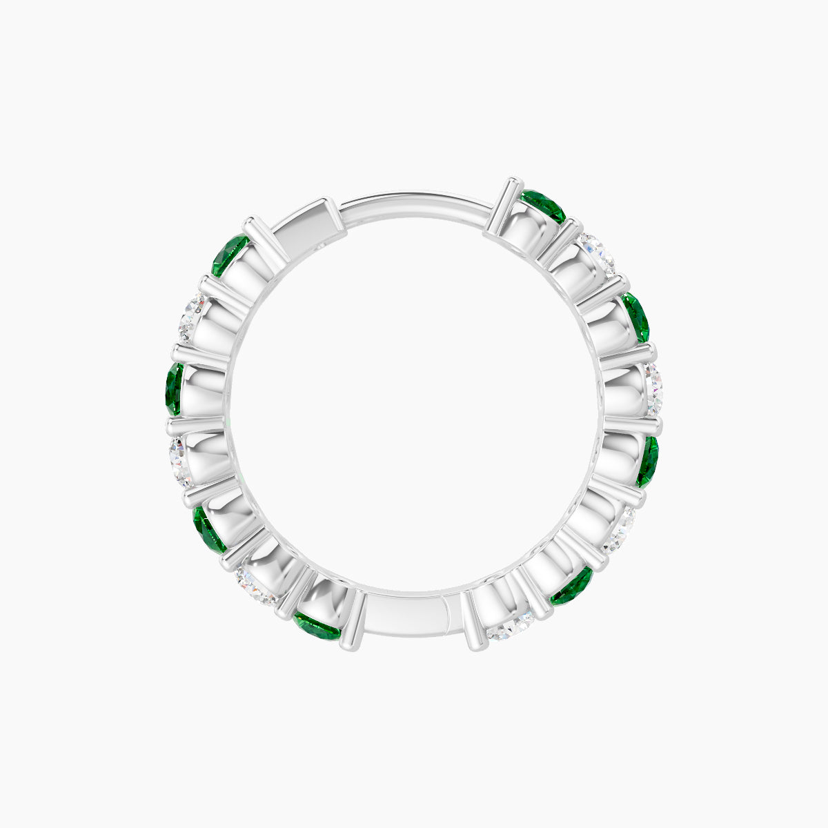 Vesta | 18k White Gold 9.5 mm Emerald & Diamond Hoop Piercing