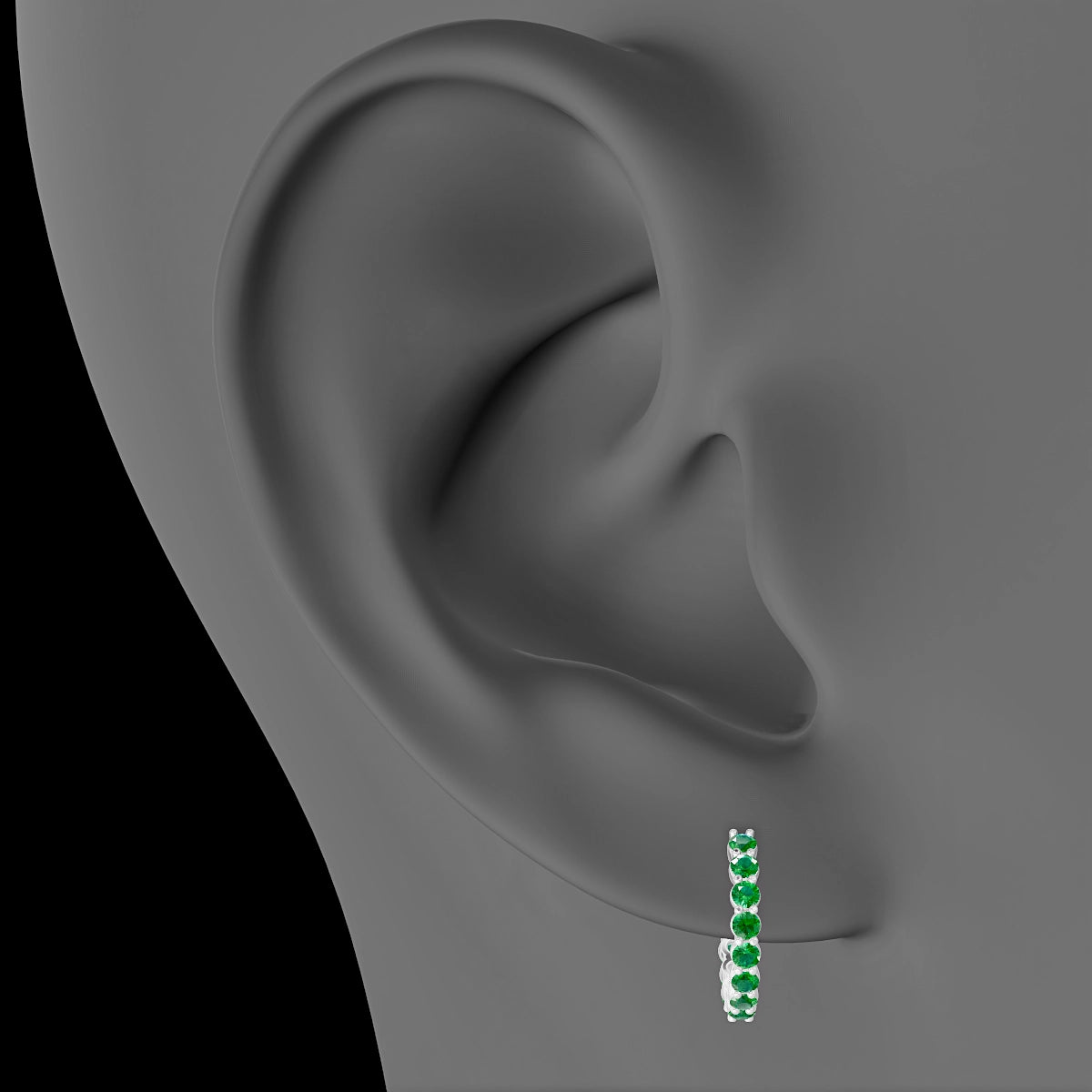 Vesta | 18k White Gold 9.5 mm Emerald Hoop Piercing
