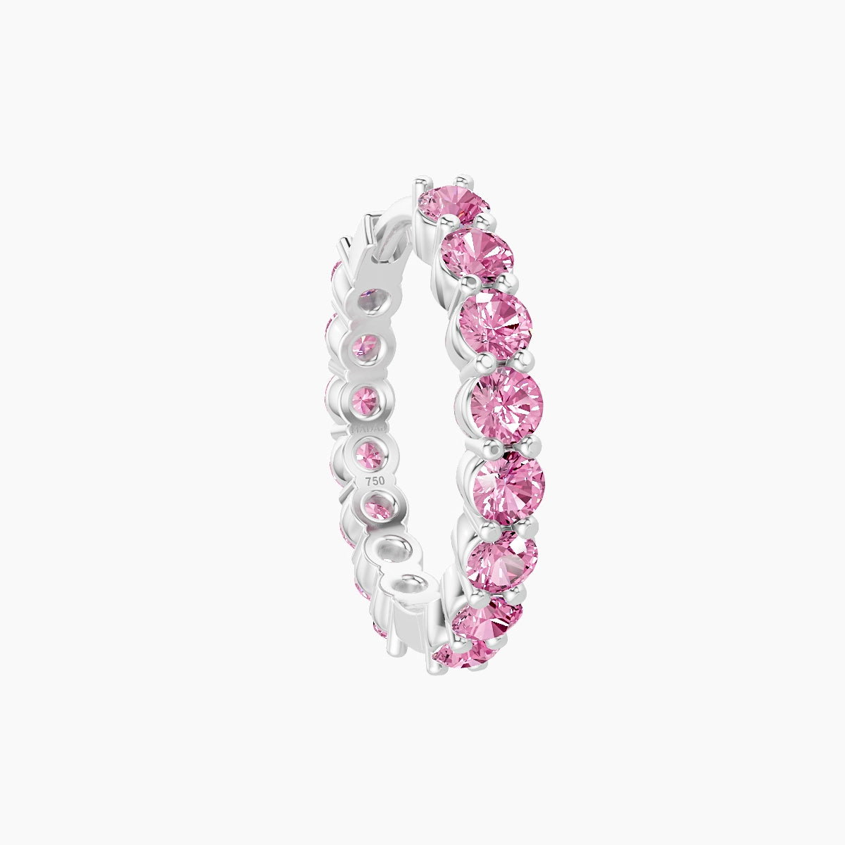 Vesta | 18k White Gold 9.5 mm Pink Sapphire Hoop Piercing