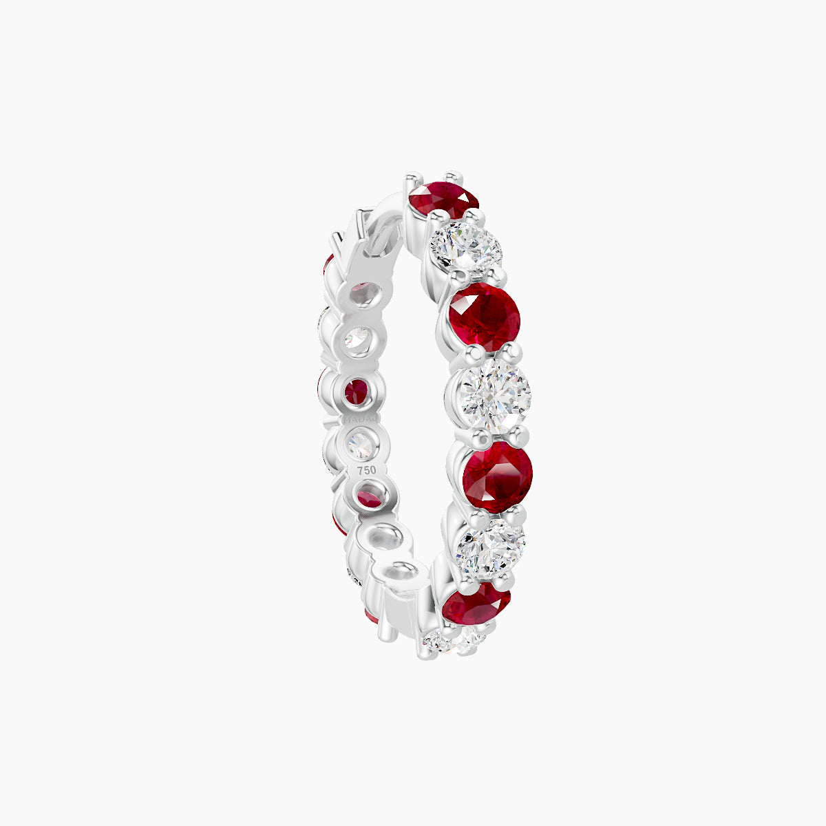 Vesta | 18k White Gold 9.5 mm Ruby & Diamond Hoop Piercing