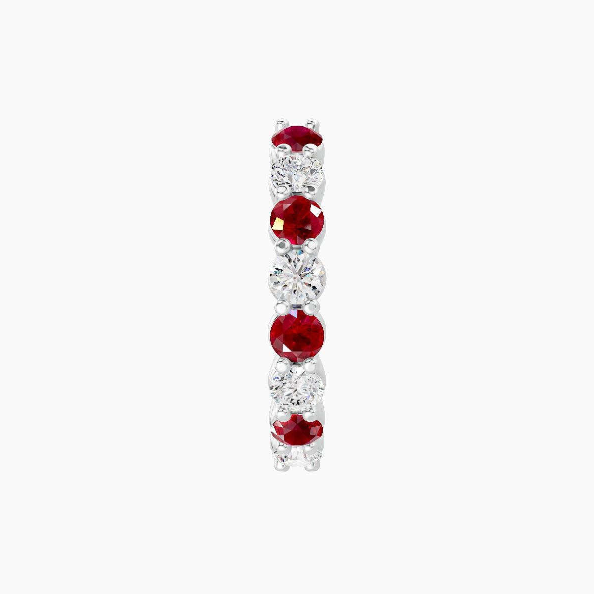 Vesta | 18k White Gold 9.5 mm Ruby & Diamond Hoop Piercing