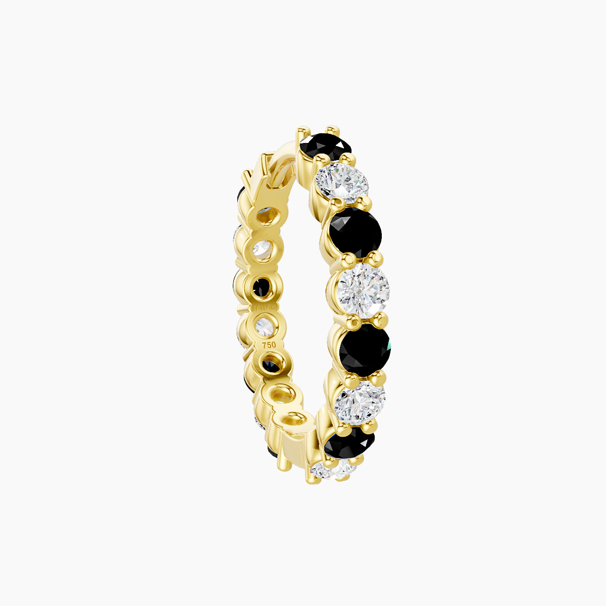 Vesta | 18k Yellow Gold 9.5 mm Black Diamond & Diamond Hoop Piercing