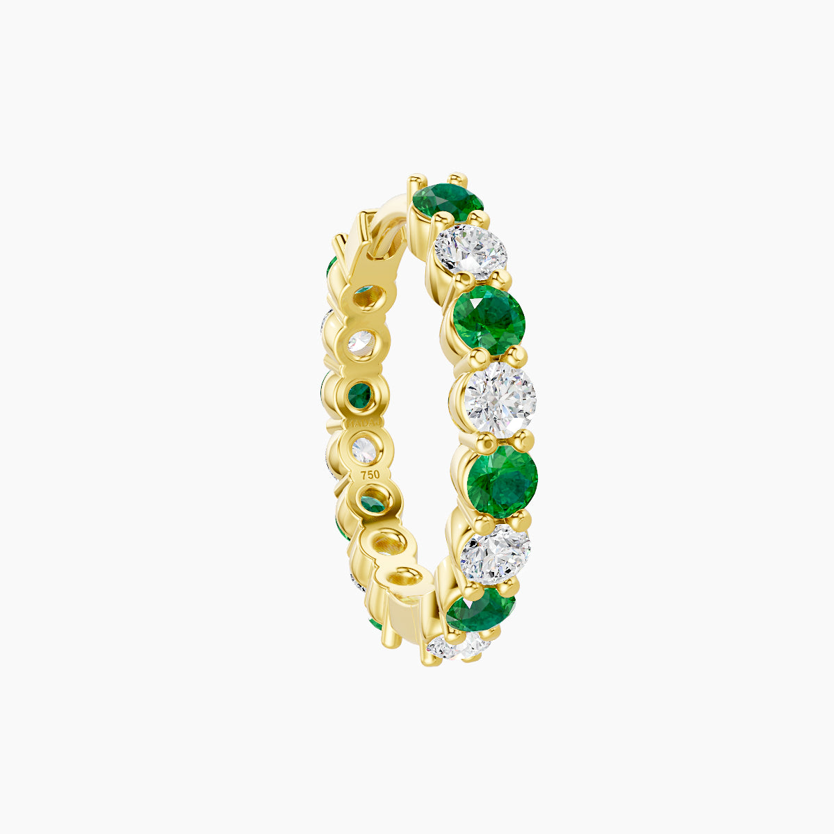 Vesta | 18k Yellow Gold 9.5 mm Emerald & Diamond Hoop Piercing
