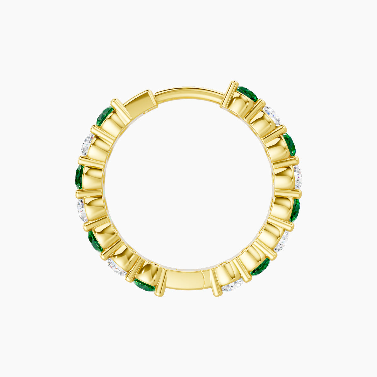 Vesta | 18k Yellow Gold 9.5 mm Emerald & Diamond Hoop Piercing