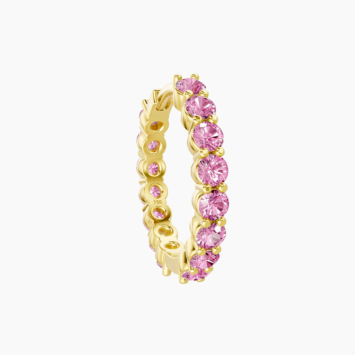 Vesta | 18k Yellow Gold 9.5 mm Pink Sapphire Hoop Piercing