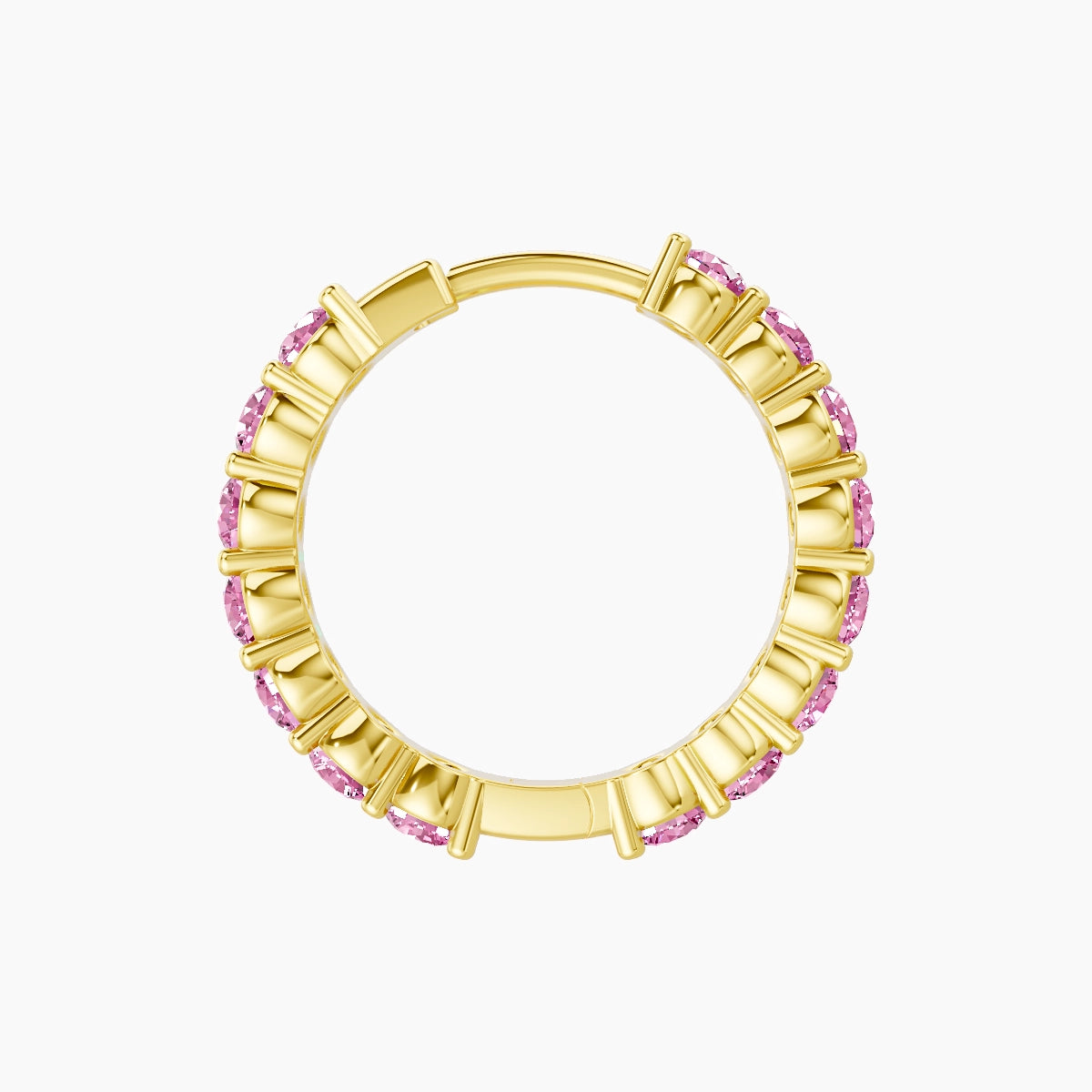 Vesta | 18k Yellow Gold 9.5 mm Pink Sapphire Hoop Piercing