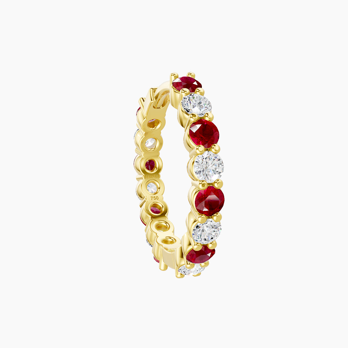 Vesta | 18k Yellow Gold 9.5 mm Ruby & Diamond Hoop Piercing