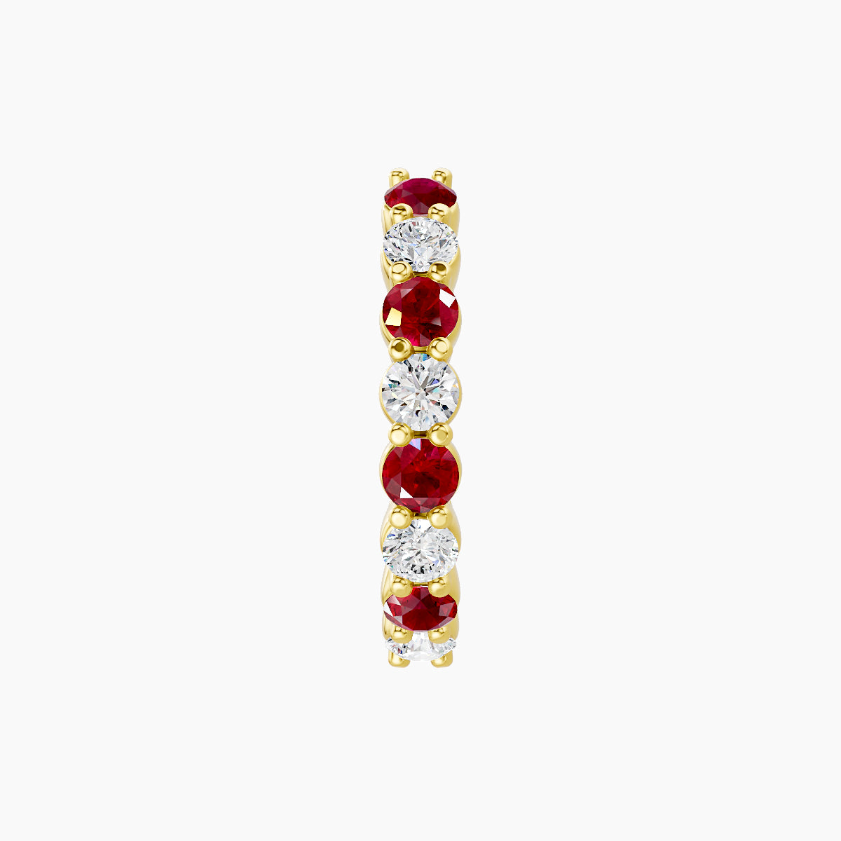 Vesta | 18k Yellow Gold 9.5 mm Ruby & Diamond Hoop Piercing