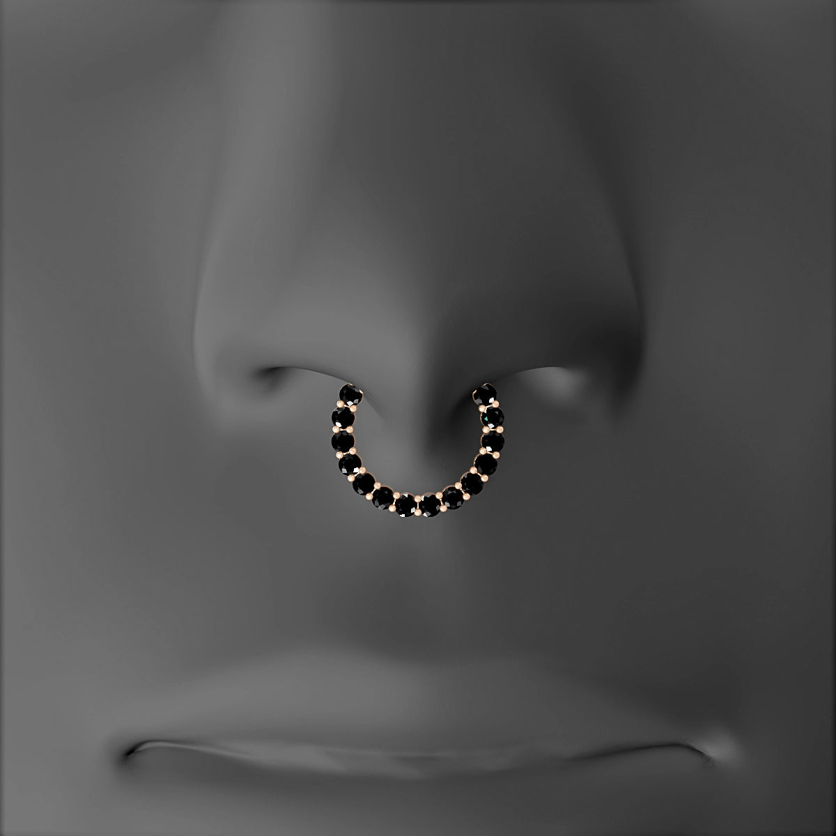 Vesta | 18k Rose Gold 9.5 mm Black Diamond Septum Piercing