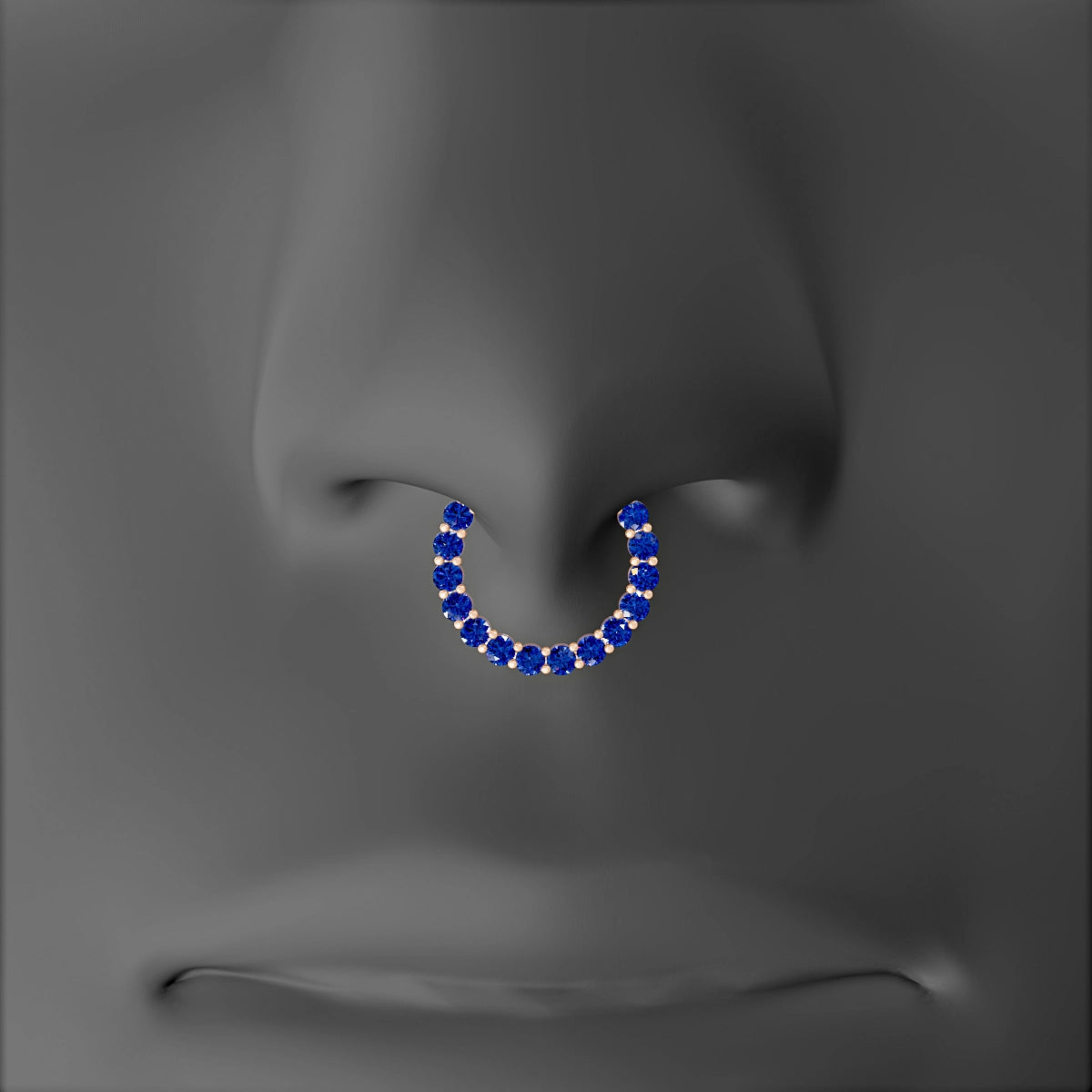 Vesta | 18k Rose Gold 9.5 mm Sapphire & Diamond Septum Piercing
