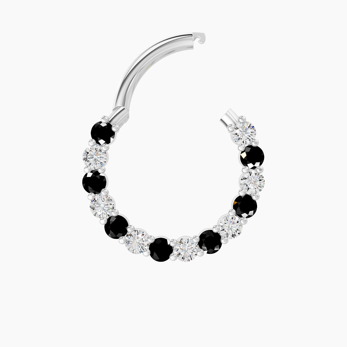 Vesta | 18k White Gold 9.5 mm Black Diamond & Diamond Septum Piercing