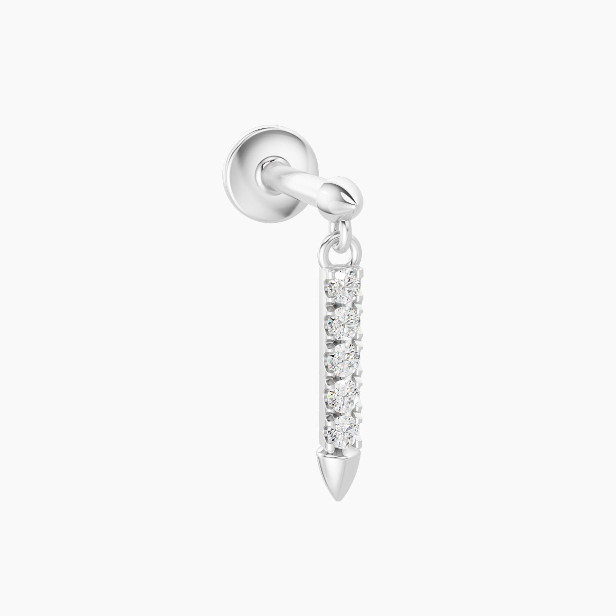 Xuan | 18k White Gold 11 mm 6.5 mm Spike Diamond Piercing