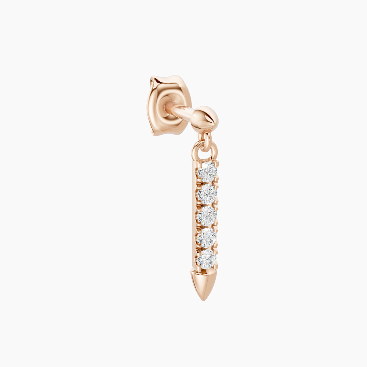 Xuan | 18k Rose Gold 11 mm Spike Diamond Earring