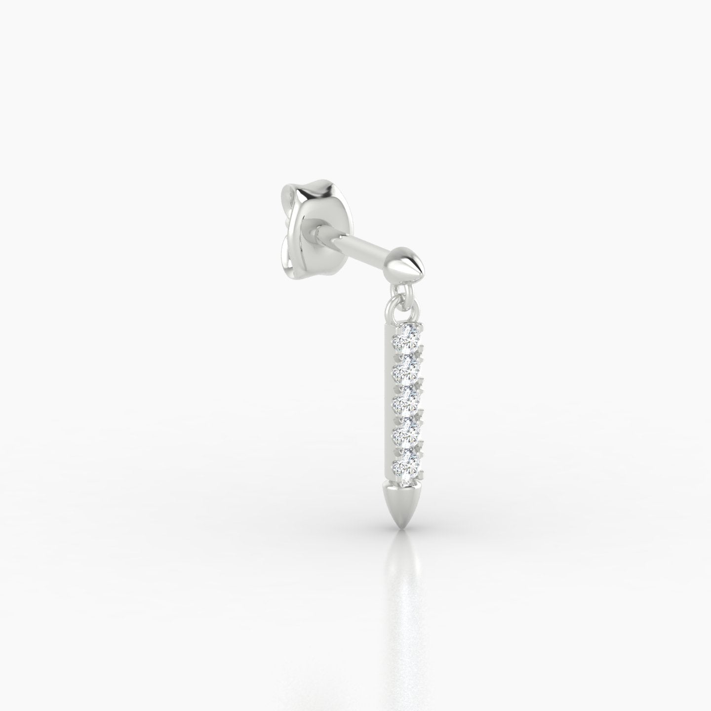 Xuan | 18k White Gold 11 mm Spike Diamond Earring
