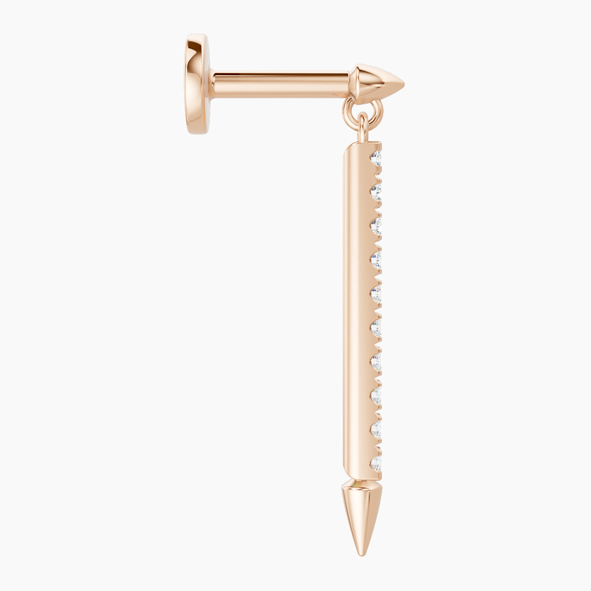 Xuan | 18k Rose Gold 18 mm 5 mm Spike Diamond Piercing