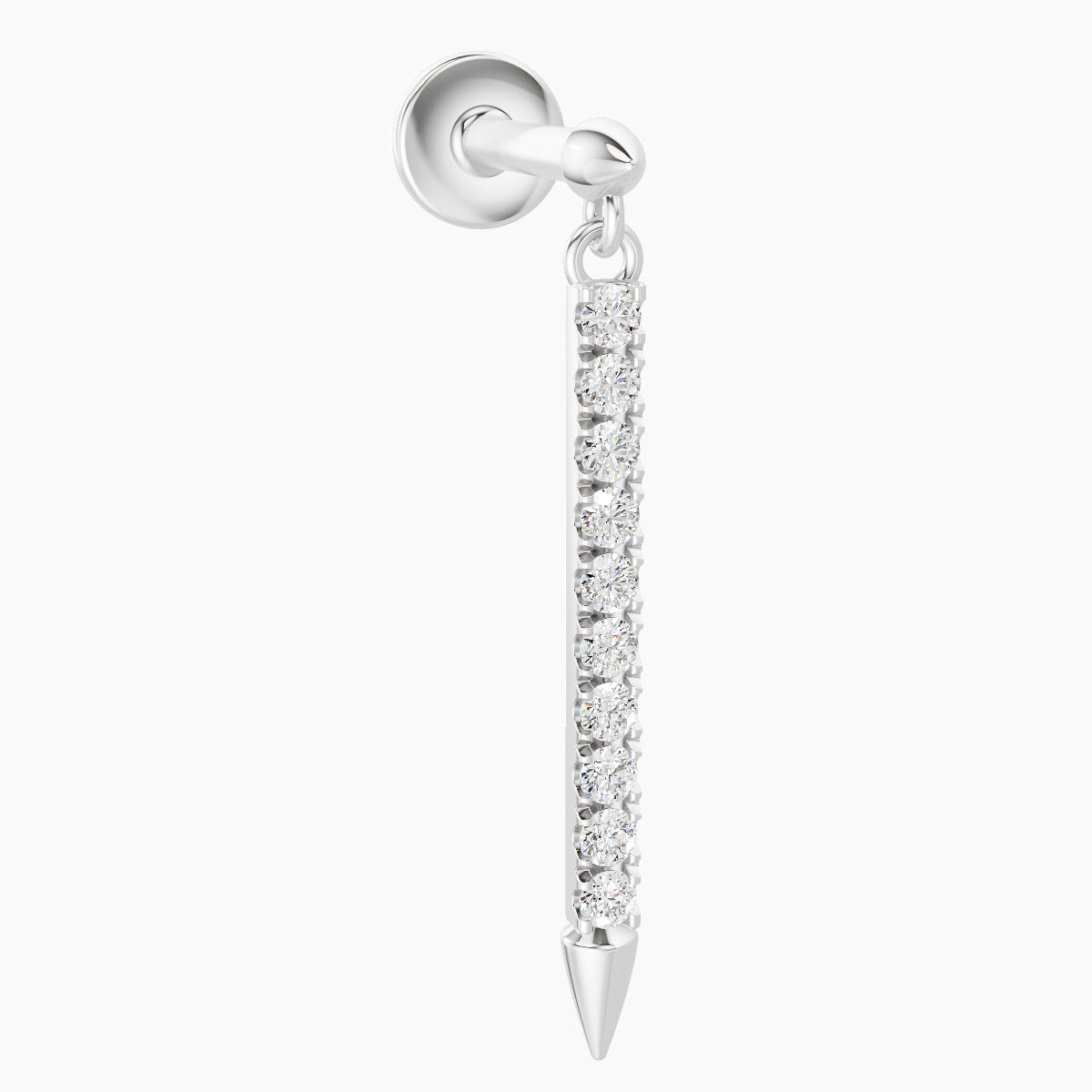 Xuan | 18k White Gold 18 mm 6.5 mm Spike Diamond Piercing