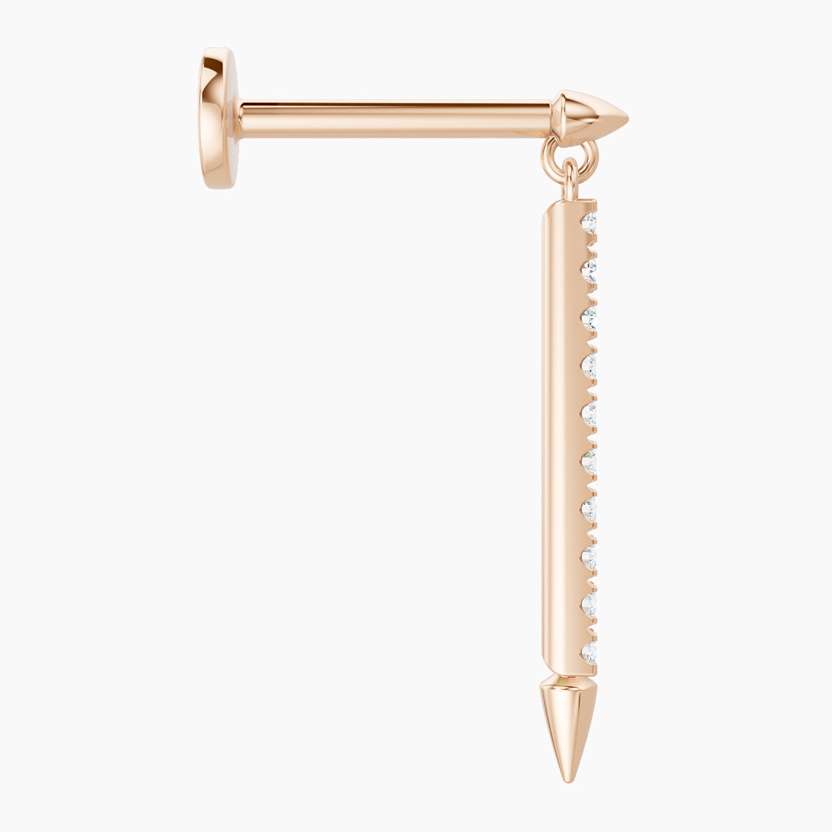Xuan | 18k Rose Gold 18 mm 8 mm Spike Diamond Piercing