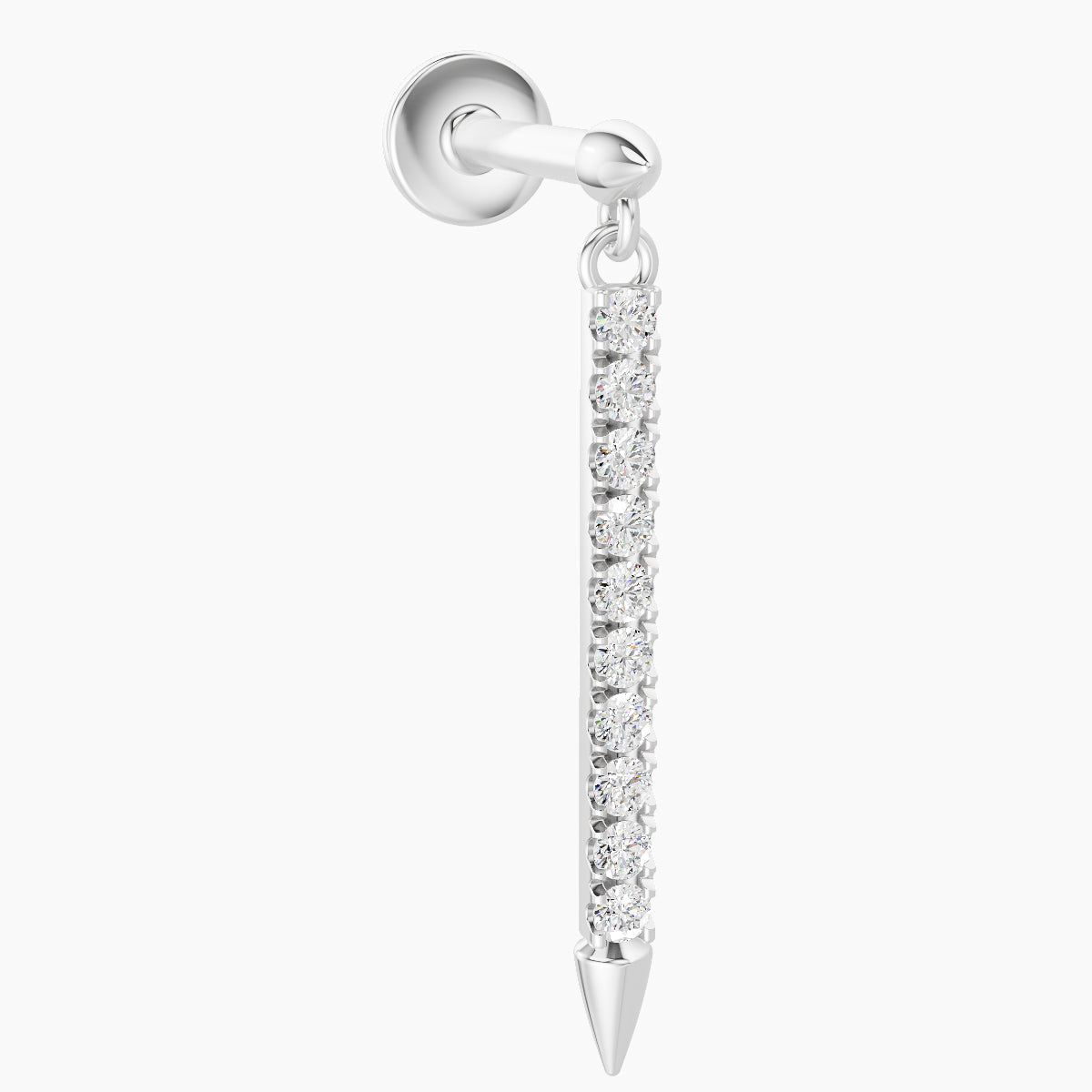 Xuan | 18k White Gold 18 mm 8 mm Spike Diamond Piercing