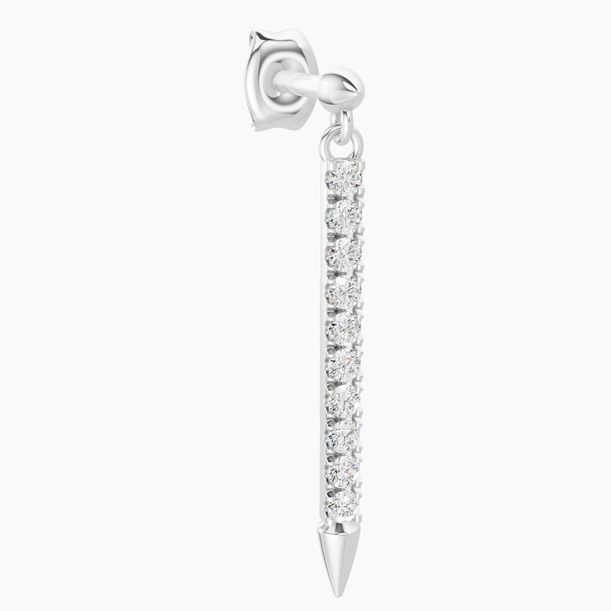 Xuan | 18k White Gold 18 mm Spike Diamond Earring