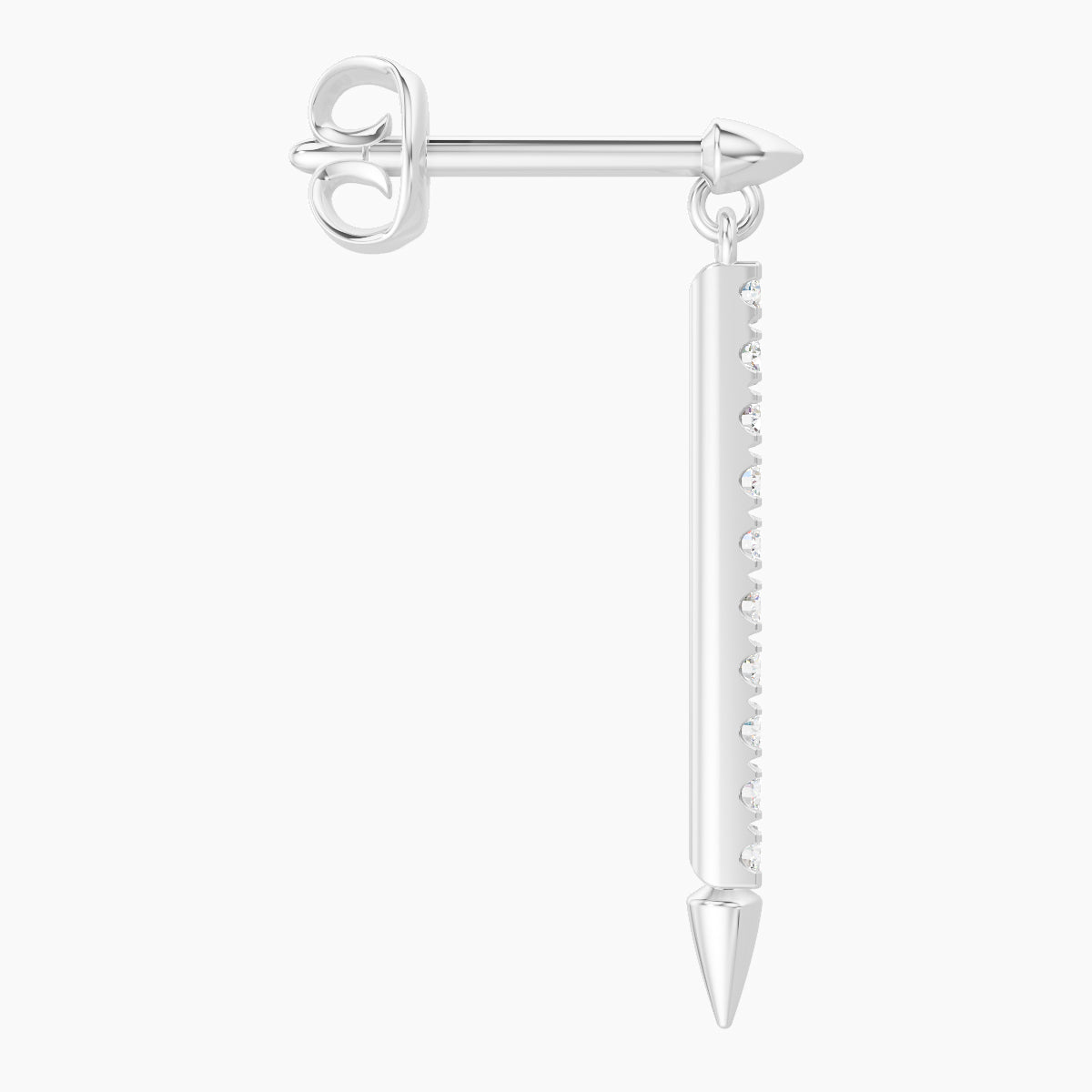Xuan | 18k White Gold 18 mm Spike Diamond Earring