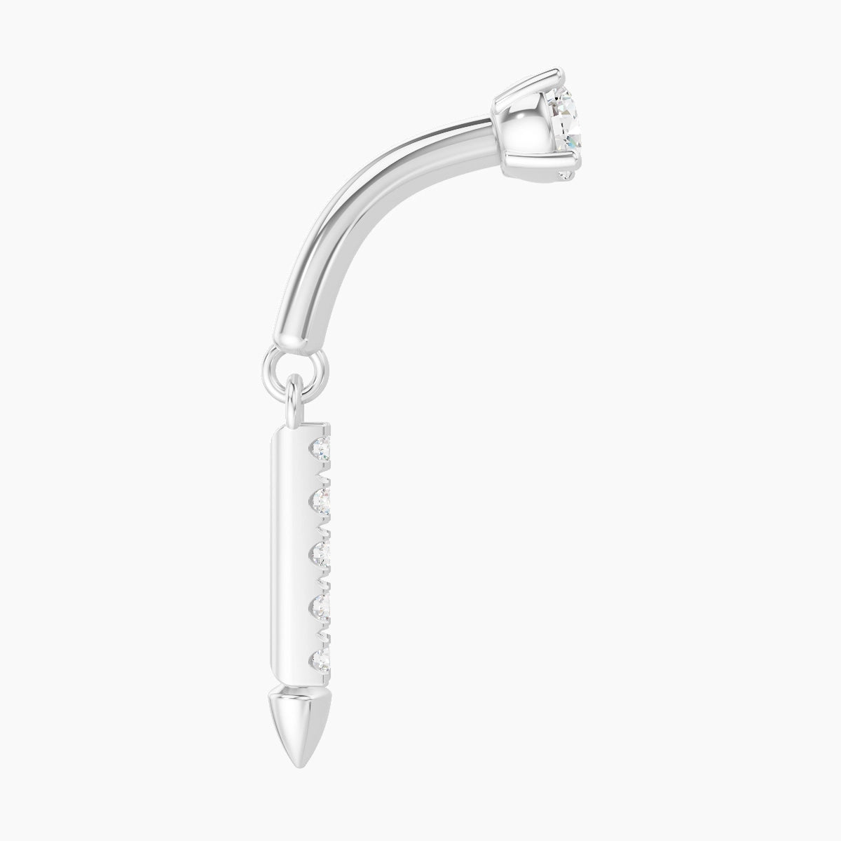 Xuan | Piercing Rook Spike Diamant Or Blanc 18k Hypoallergénique 6 mm