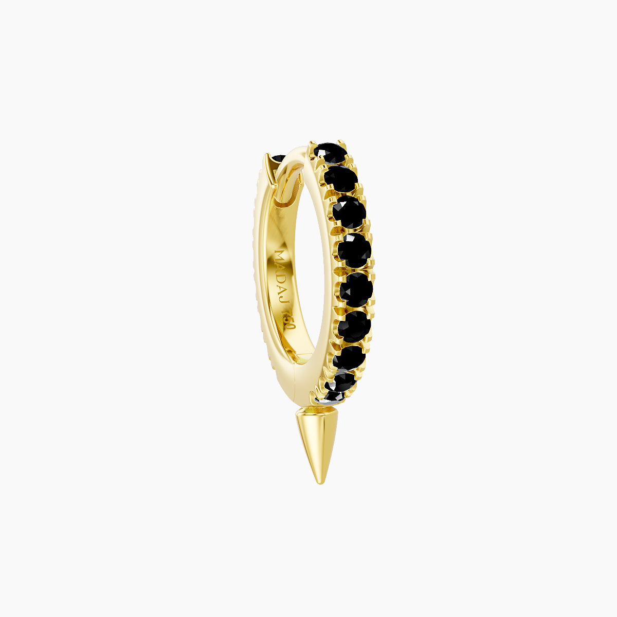 Xuan | 18k Yellow Gold 6.5 mm Spike Black Diamond Hoop Piercing