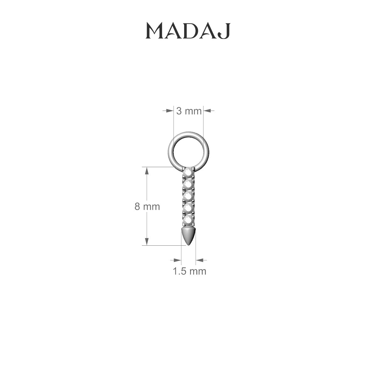 Xuan | 18k White Gold 8 mm Spike Diamond Charm