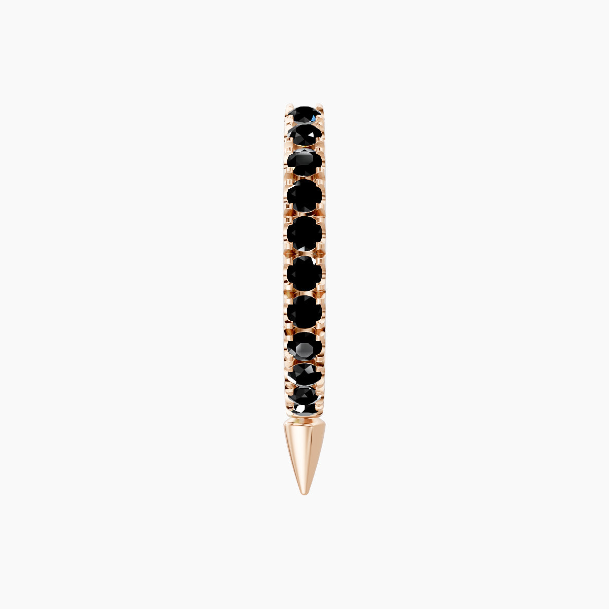 Xuan | 18k Rose Gold 8 mm Spike Black Diamond Hoop Piercing