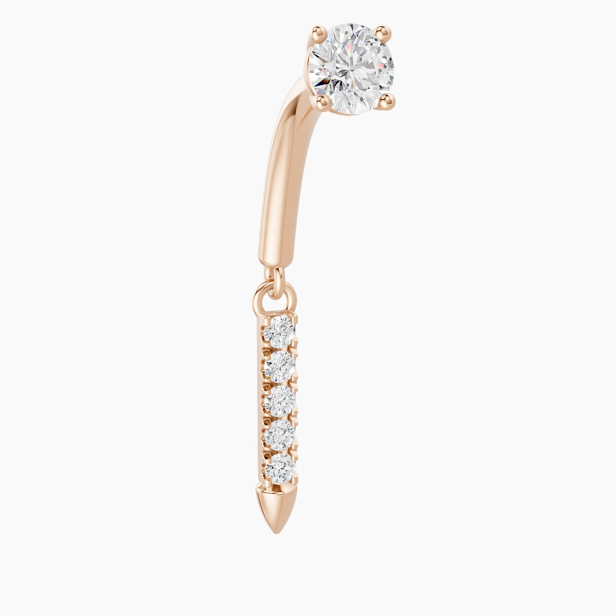 Xuan | Piercing Rook Spike Diamant Or Rose 18k Hypoallergénique 8 mm