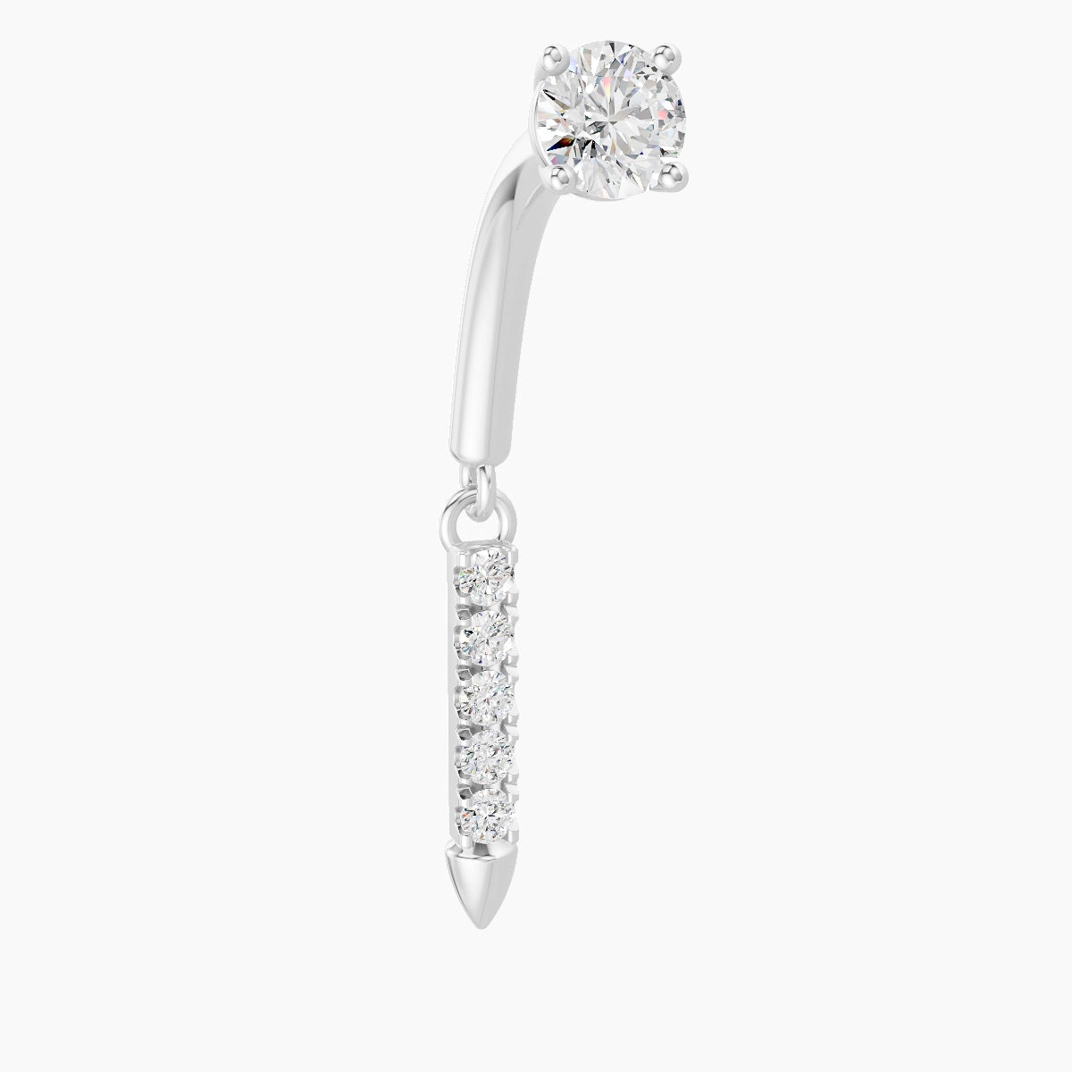 Xuan | Piercing Rook Spike Diamant Or Blanc 18k Hypoallergénique 8 mm