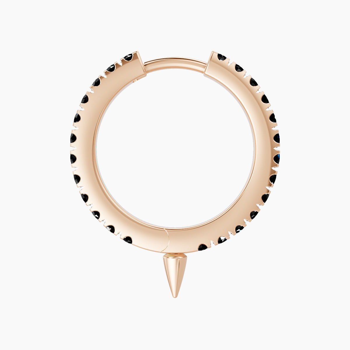 Xuan | 18k Rose Gold 9.5 mm Spike Black Diamond Hoop Piercing