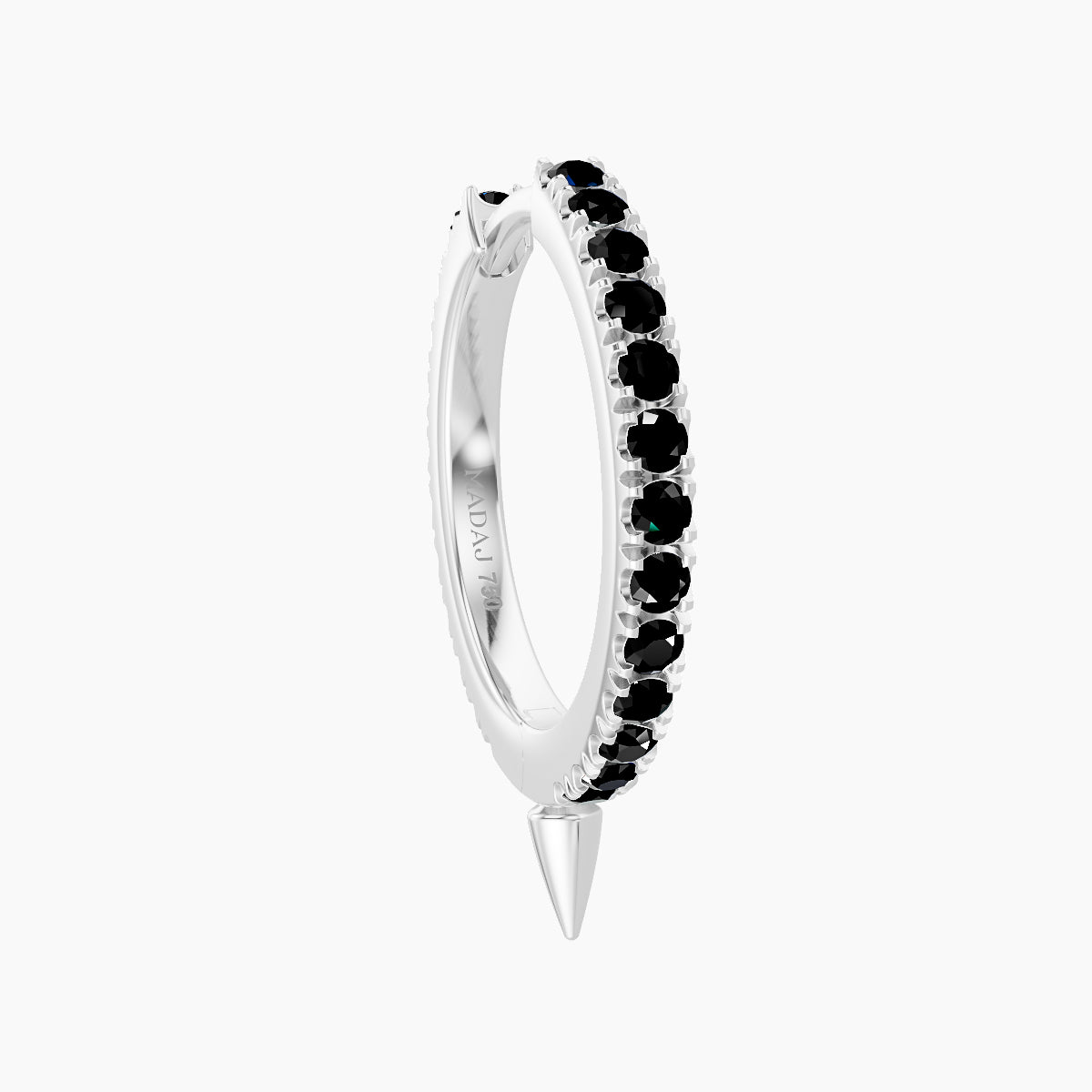 Xuan | 18k White Gold 9.5 mm Spike Black Diamond Hoop Piercing
