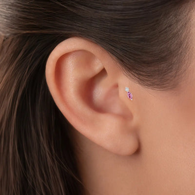 Tragus Pink Sapphire Piercing
