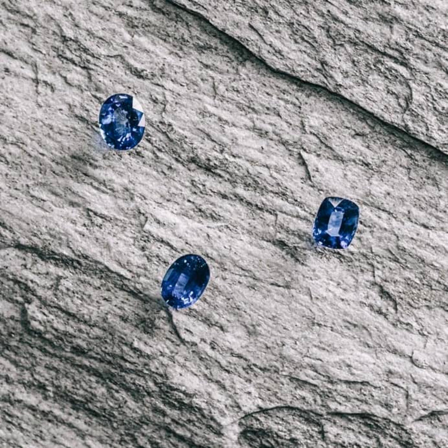 Blue Oval shape and Cushion cut Sapphires