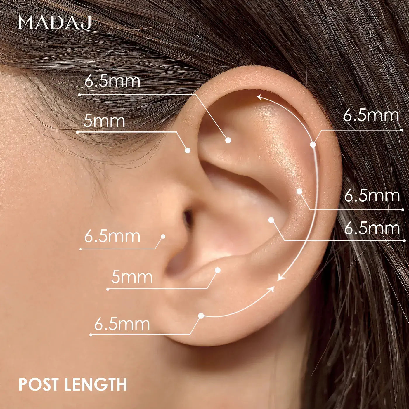 Ear piercing post length