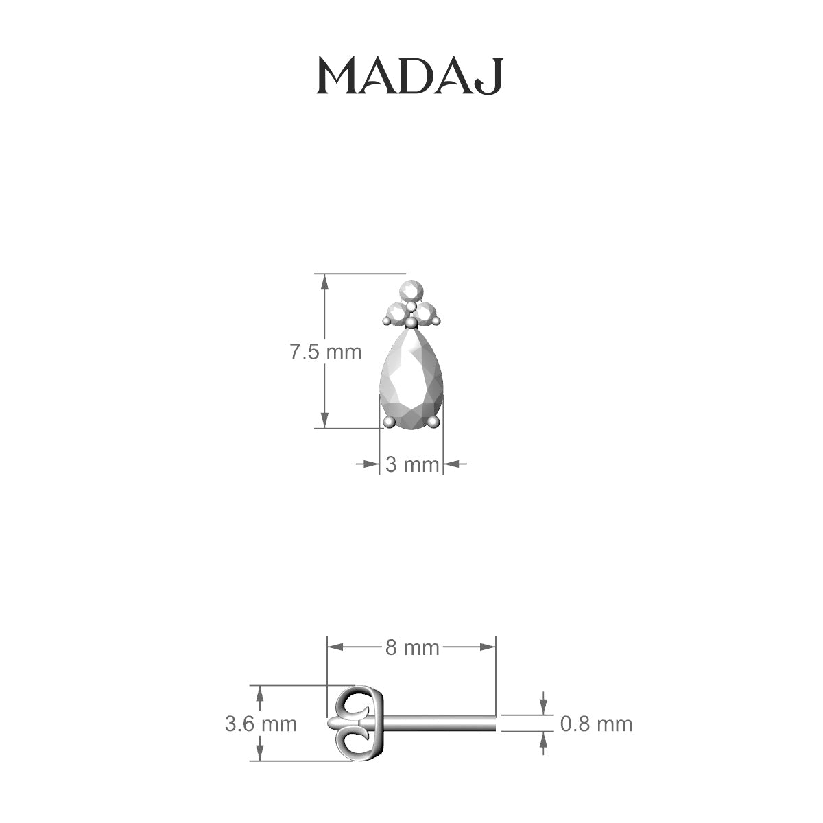 Abeona | 18k White Gold 7.5 mm Diamond Earring