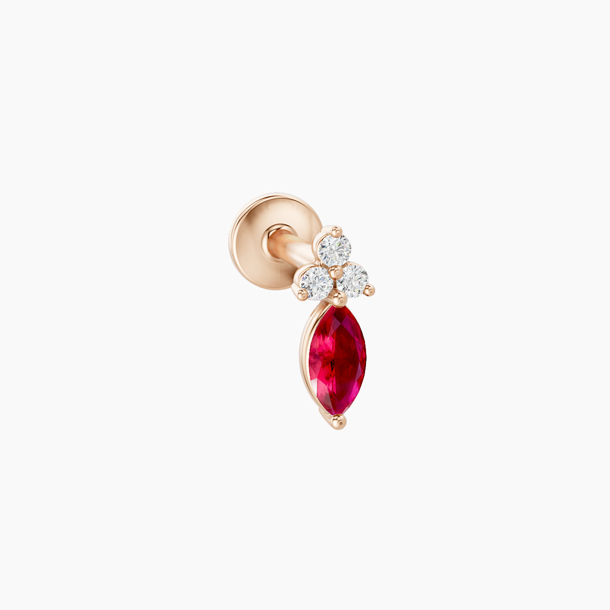 Adeona | 18k Rose Gold 5 mm 7 mm Ruby & Diamond Piercing